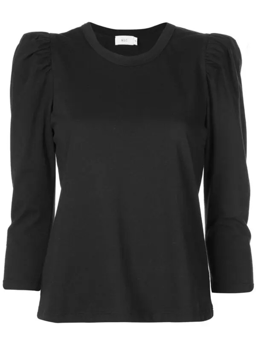 A.L.C. Black Puff-Sleeve Crewneck Long Sleeve Top
